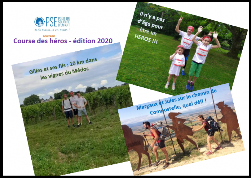 Mosaïque d'images de la Course des Héros 2020 en Aquitaine
